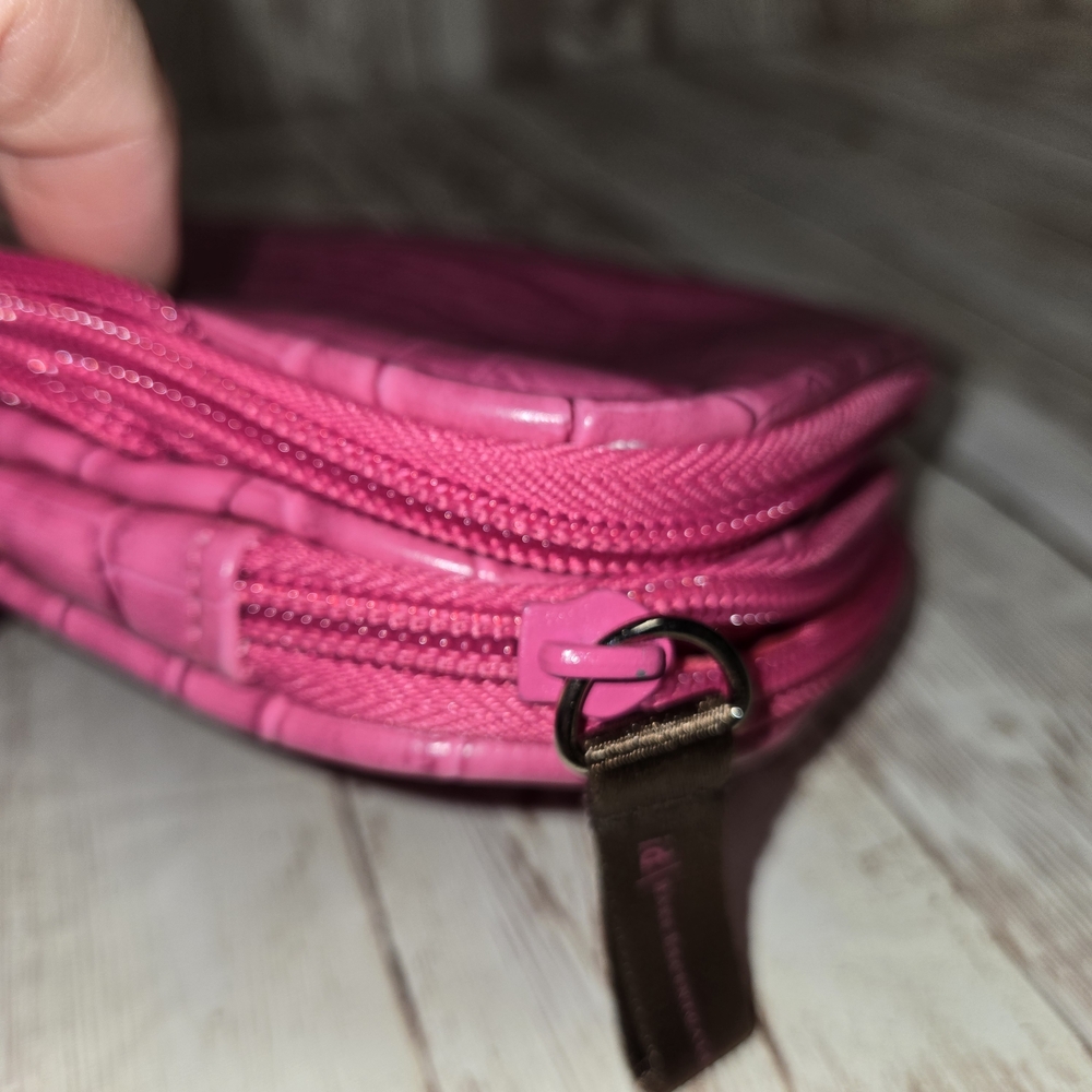 ID Bare Escentuals Pink Croc Embossed Travel Cosmetic Organizer Case Expandable - Picture 8 of 11